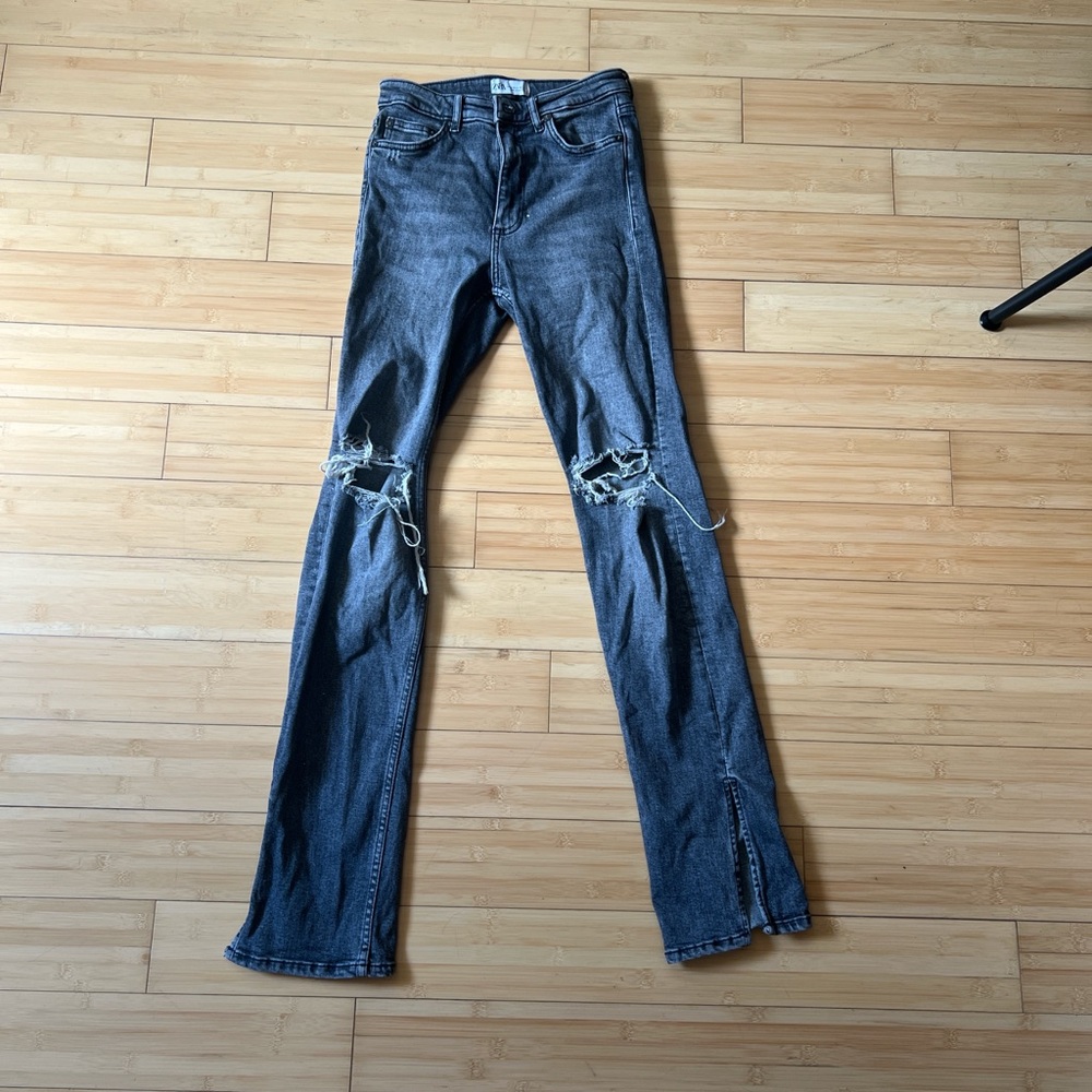 Zara Men's Bootcut Distressed Denim Jeans